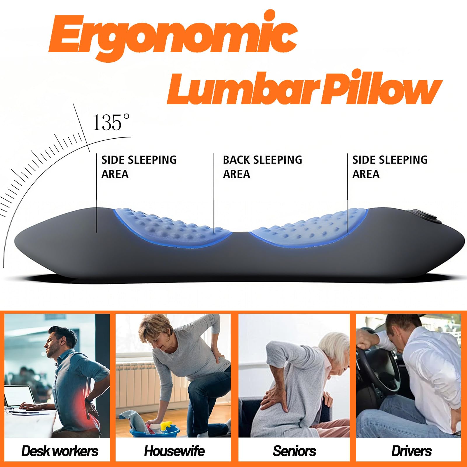 3-in-1 Heat Vibration for Back Pain Relief Lower Back Massage Pillow
